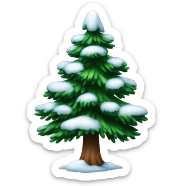 pine tree has snow sticker