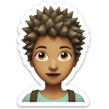 Girl with spiky short hair an circle face brown eyes  sticker