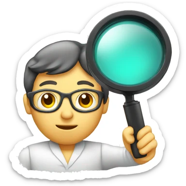 a researcher with a magnifier sticker
