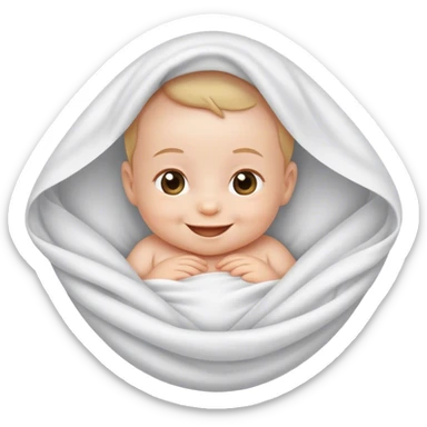 newborn baby smiling in white sheet sticker