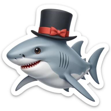 Shark with a top hat sticker
