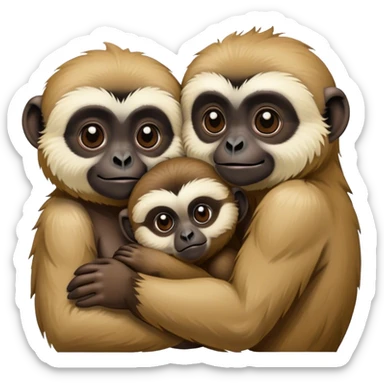 Male and female gibbon snuggling sticker