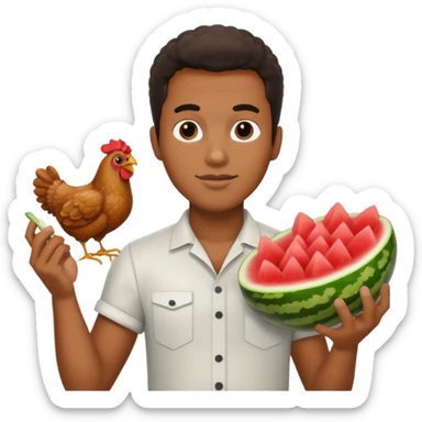 Black guy holding friend chicken and watermelon sticker
