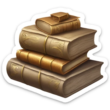 pile of books and scrolls, dungeons and dragons sticker