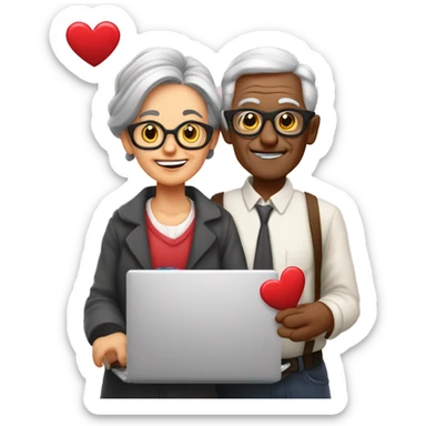 nerd Grandparents in Day St Valentines with laptops sticker