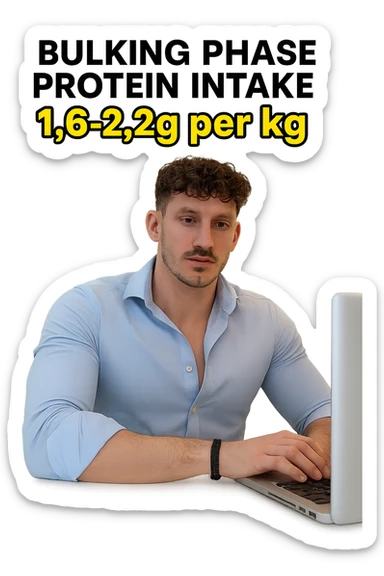 Uomo che imposta la sua fase di massa a proteine intorno 1.6 - 2.2g per kg sticker