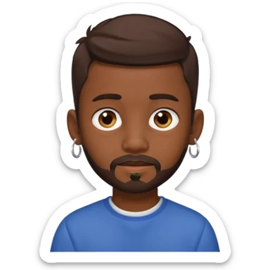 dark-skinned boy, short brown hair, with a little beard and an earring in his ear sticker