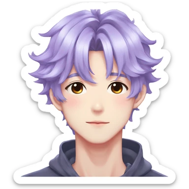 Gorgeous colorful shiny romantic pastel anime style shojo man with blushing face aesthetic and pretty hair trending style sticker