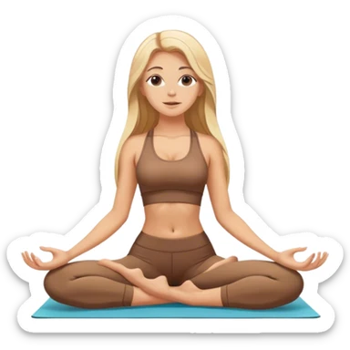 White girl with long blonde hair doing yoga brown set sticker