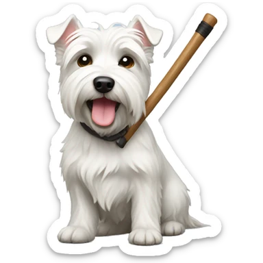 Westie with a blind stick sticker