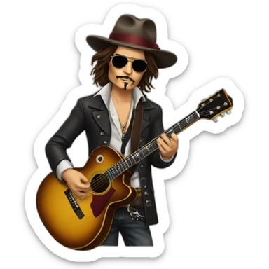 johnny-depp-with-guitar sticker
