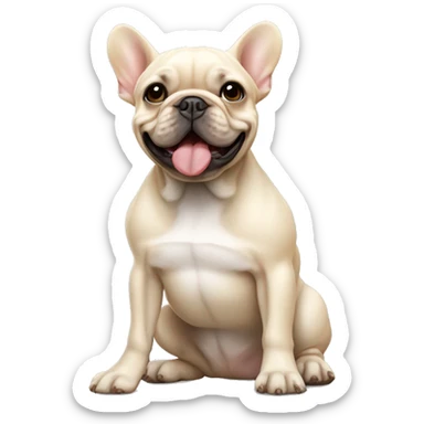 A crème colored French bulldog  sticker