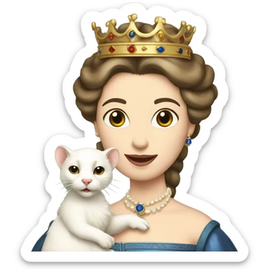 Queen of France holding a pet white ferret sticker