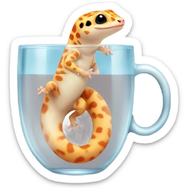 orange leopard gecko in a glass cup sticker