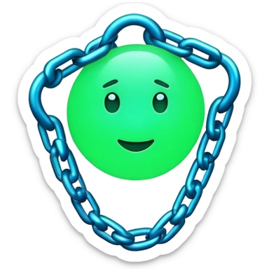 chain link emoji glowing with data flow, sticker