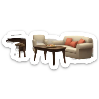 a living room with a carpet on the wall; a big dinner table with floor lamps next to the table, a piano sticker