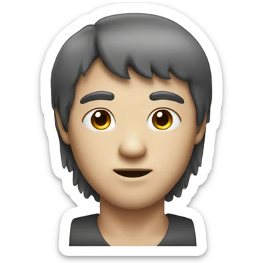 A square chin man with bangs and white skin sticker