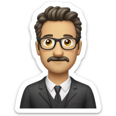 Alto, barba, delgado, lentes, profesional sticker