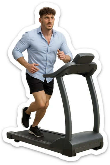 Uomo che sta facendo cardio correndo sul tapis roulant sticker
