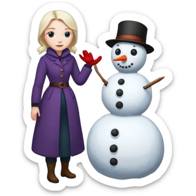 Virginia Poe and Maria Clemm 1800's full body building a snowman sticker