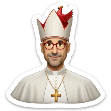 stanley tucci as a religious cardinal hat sticker
