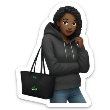 Lacoste bag black girl with black lacoste hoodie sticker