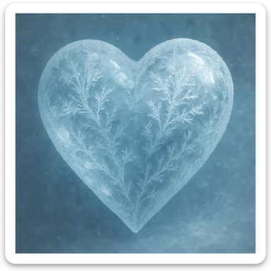 heart with a frosted ice texture, realistic digital art style sticker