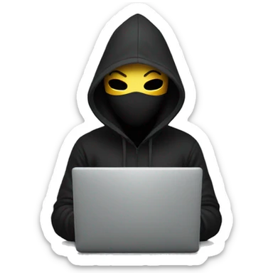 anonymous with laptop with black hoodie and having a mask  making money sticker