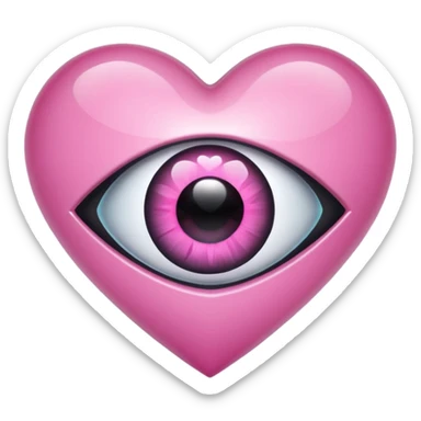 A black heart crystal with a pink eye in the center sticker