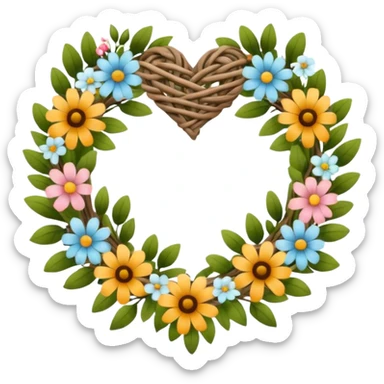 nature wreath heart, boho beautiful  sticker