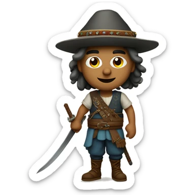 An emoji of a traditional Turkish 'efe' figure, typically depicted wearing a vest, baggy pants, and a hat, often holding a weapon or sword, representing courage and heroism in Turkish culture sticker