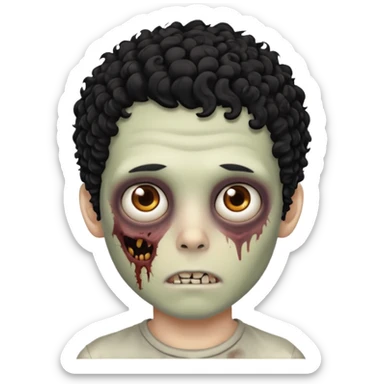 Um garoto zumbi com o cabelo preto cacheado e olhos castanhos sticker