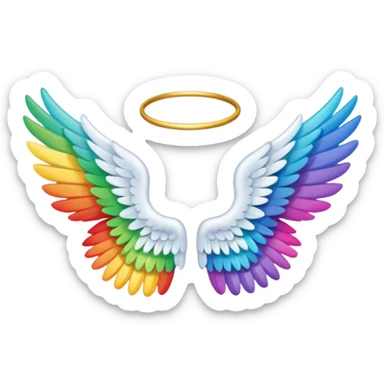 Tiny small mini left and right rainbow angel wings. Between left and right wings there is a little blank. sticker