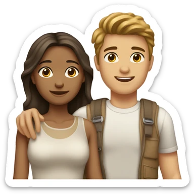 A boy with his girlfriend both brown hair and both light brown skin Color sticker