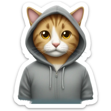 Cat wearing hoodie sticker