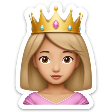 Asian girl wearing a princess crown on her head  sticker