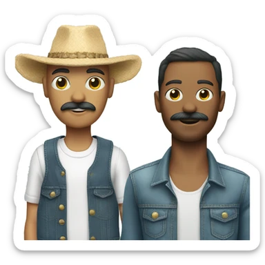 Someone with a moustache and a goat with Hawaï short and slip jean sticker