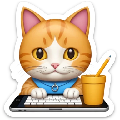 code writing cat sticker