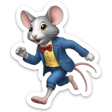 mouse dressed in clothes running like a human sticker