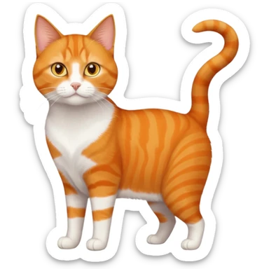 full body orange domestic shorthair slim cat with yellow/orange eyes with a white triangle on his nose sticker