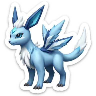 Fluffy ethereal Kyurem-Glaceon-dialga-hybrid, full body sticker
