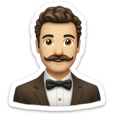 homme moustache, et choiffure de côté brun sticker