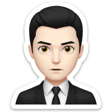 {
      "type": "human",
      "look": "modern vampire, slick hairstyle, dark suit, loosened tie",
      "description": "a modern vampire with a slick hairstyle in a dark suit and loosened tie"
    } sticker