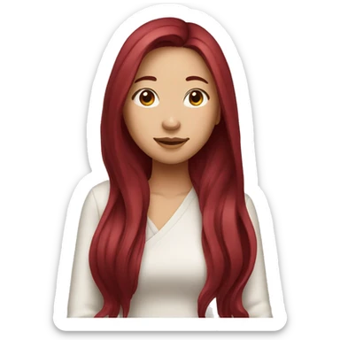 asian girl with long wine red hair  sticker
