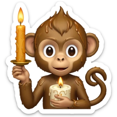candle-holding monkey sticker