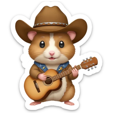 Hamster with a cowboy hat and guitar  sticker