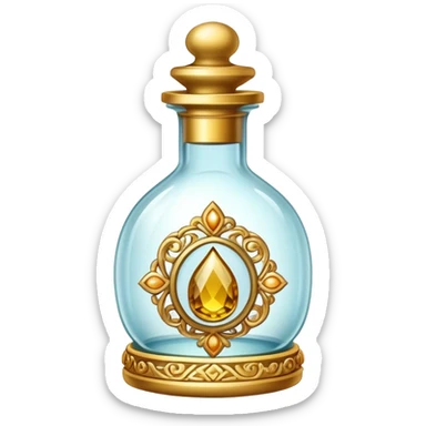 An ornate beautiful vial containing a relic sticker