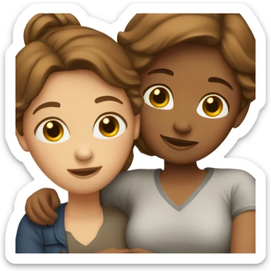 2 brown haired women hugging  sticker
