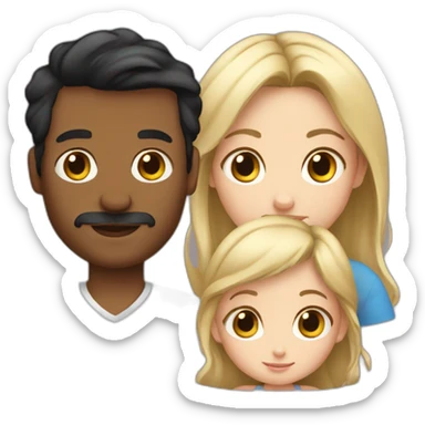 bronde mum, black haired dad, blonde daughter, black haired newborn boy sticker