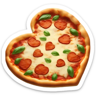 Heart shaped pizza sticker